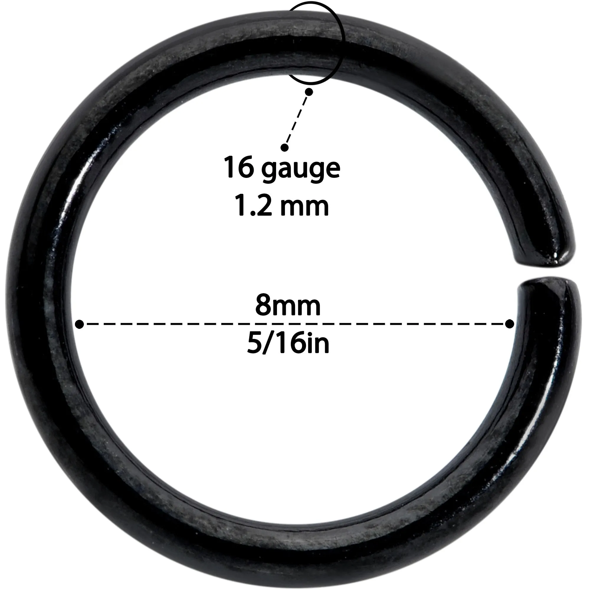 16 Gauge 5/16 Steel Black Gold Tone Seamless Cartilage Ring Set of 12
