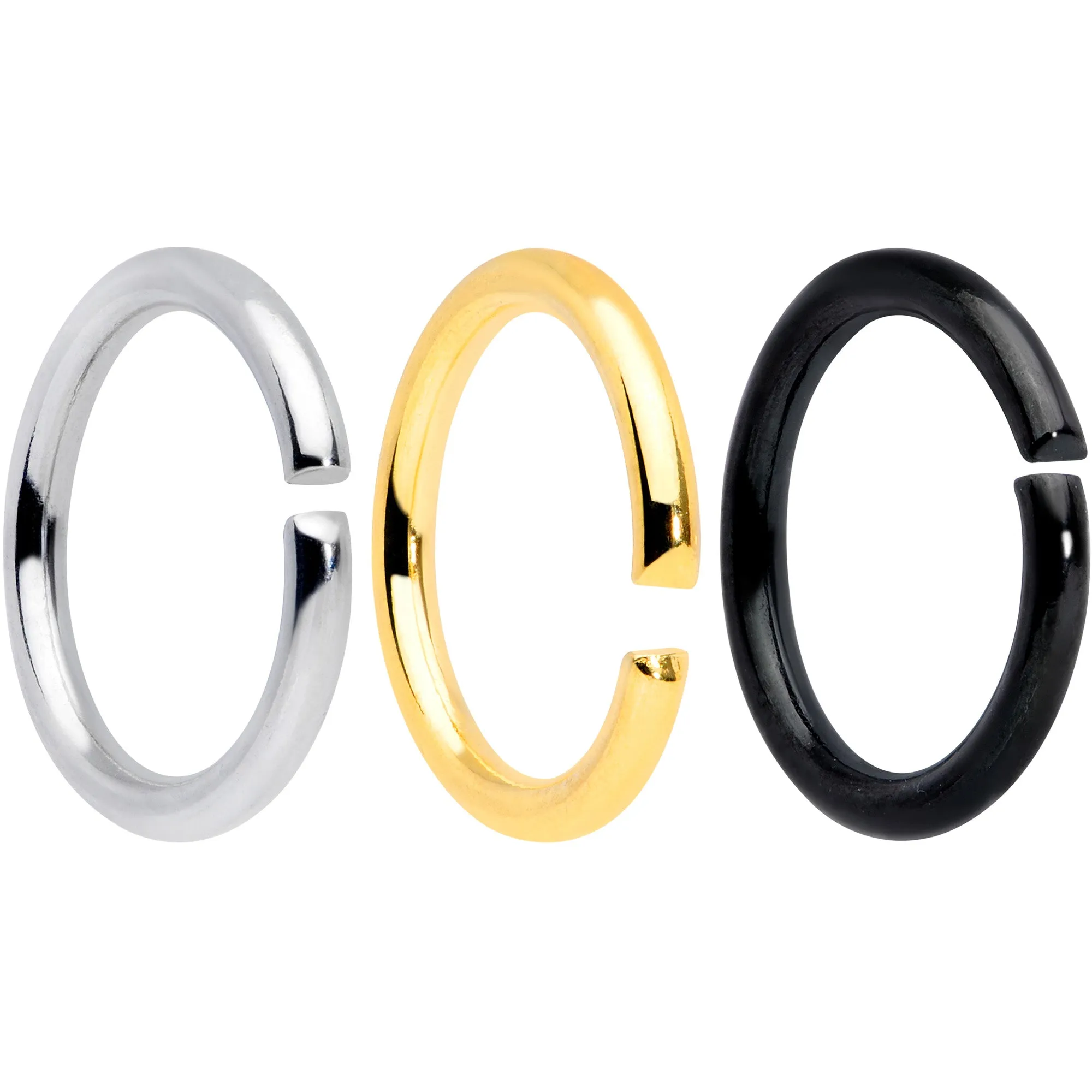 16 Gauge 5/16 Steel Black Gold Tone Seamless Cartilage Ring Set of 12