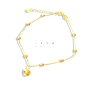 18K Golden Lucky Balls with Heart Bracelet