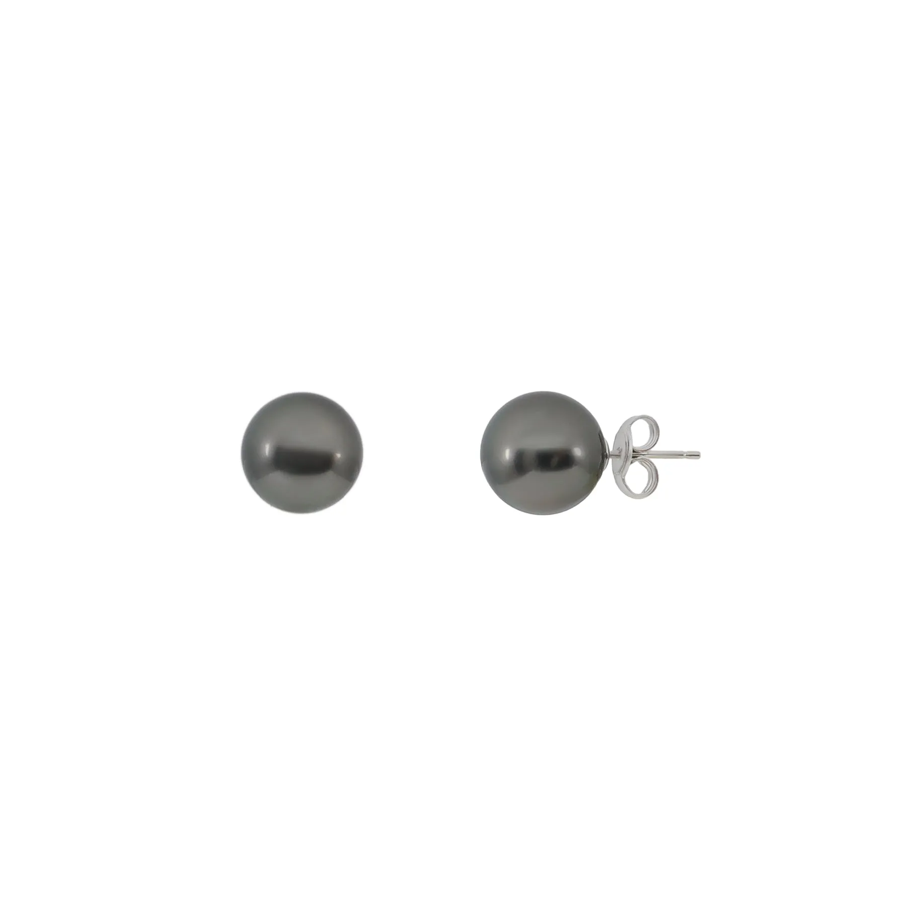 18K White Gold Tahitian Pearl Studs Earrings - 20384821