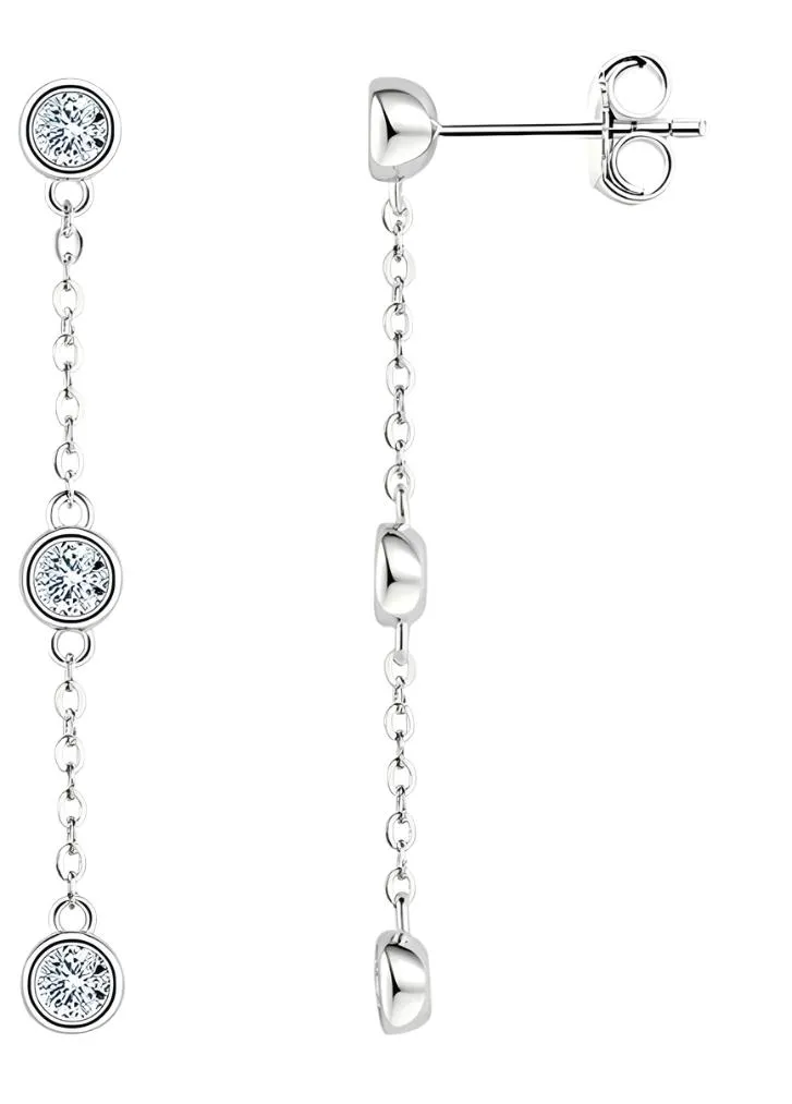 925 Silver 3MM 0.1CT Tassel Moissanite Diamond Earrings