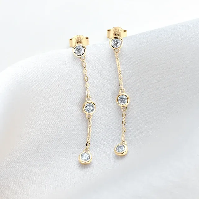 925 Silver 3MM 0.1CT Tassel Moissanite Diamond Earrings