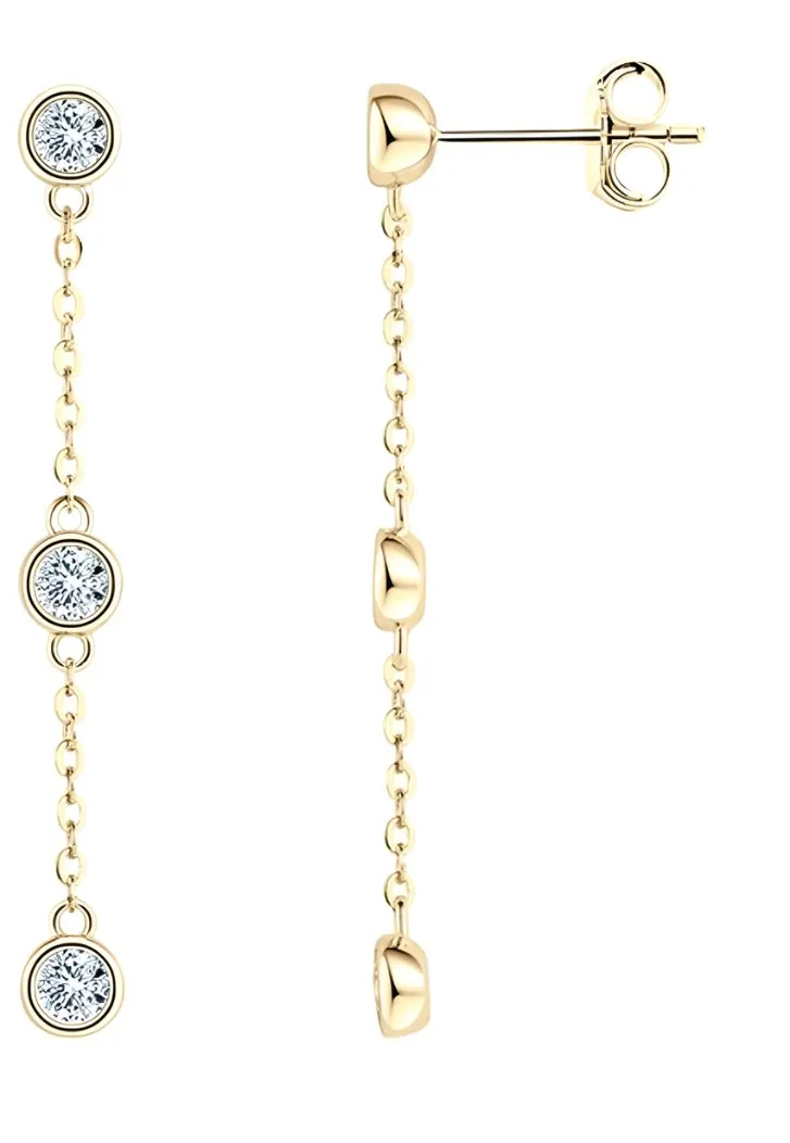 925 Silver 3MM 0.1CT Tassel Moissanite Diamond Earrings