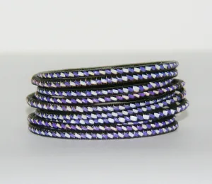 African Recycled Bracelet Purple White Black Recycled African Mat - Unisex - 3"Diameter Set of 5
