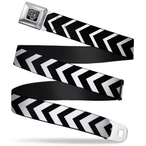 BD Wings Logo CLOSE-UP Full Color Black Silver Seatbelt Belt - Chevron2 White/Black Webbing