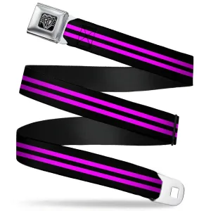BD Wings Logo CLOSE-UP Full Color Black Silver Seatbelt Belt - Stripe Black/Pink Webbing
