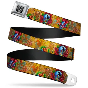 BD Wings Logo CLOSE-UP Full Color Black Silver Seatbelt Belt - TJ-Candles & Skulls Webbing
