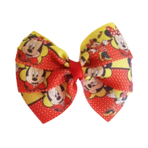 Bella Hair Bow - Minnie Mouse Red and Yellow