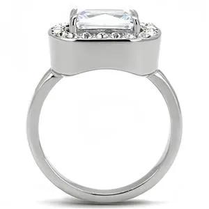 CJE3209 Wholesale Women's Stainless Steel Clear AAA Grade CZ Fashion Ring