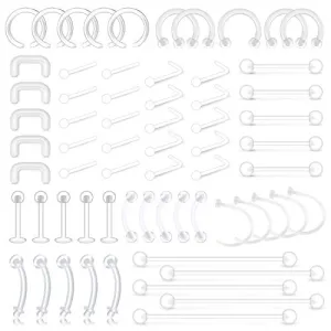 D.Bella 65pcs Mix Style Clear Piercing Retainer