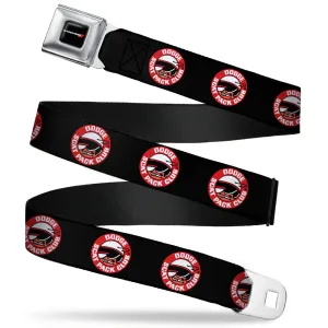 Dodge Red Rhombus Full Color Seatbelt Belt - DODGE SCAT PACK CLUB Bumblebee Logo Black/Red/White Webbing