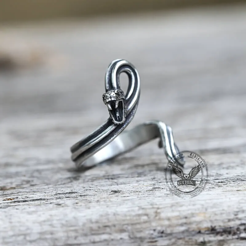 Fighting Snake Stainless Steel Animal Ring