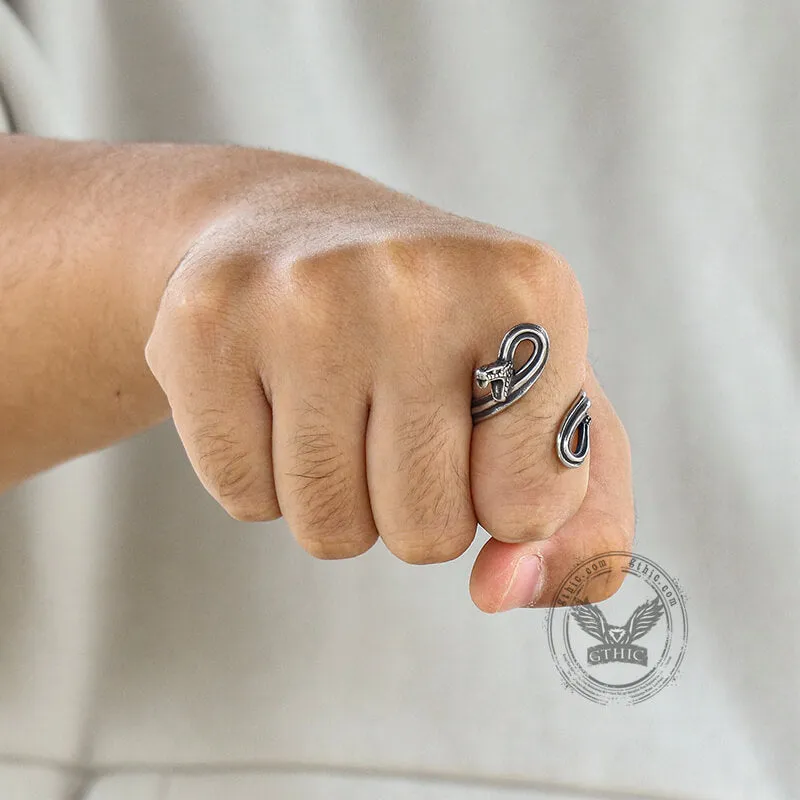 Fighting Snake Stainless Steel Animal Ring