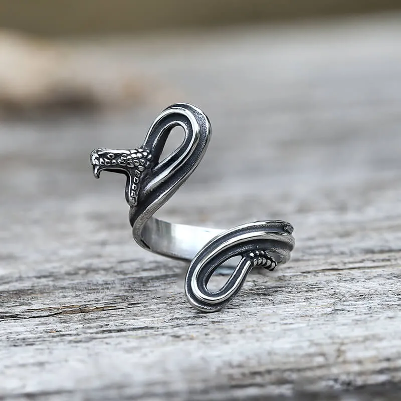 Fighting Snake Stainless Steel Animal Ring