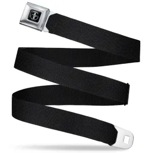 FORD MUSTANG Tri-Bar Logo Full Color Black/White/Silver/Red/Blue - 
 Seatbelt Belt - Black Webbing