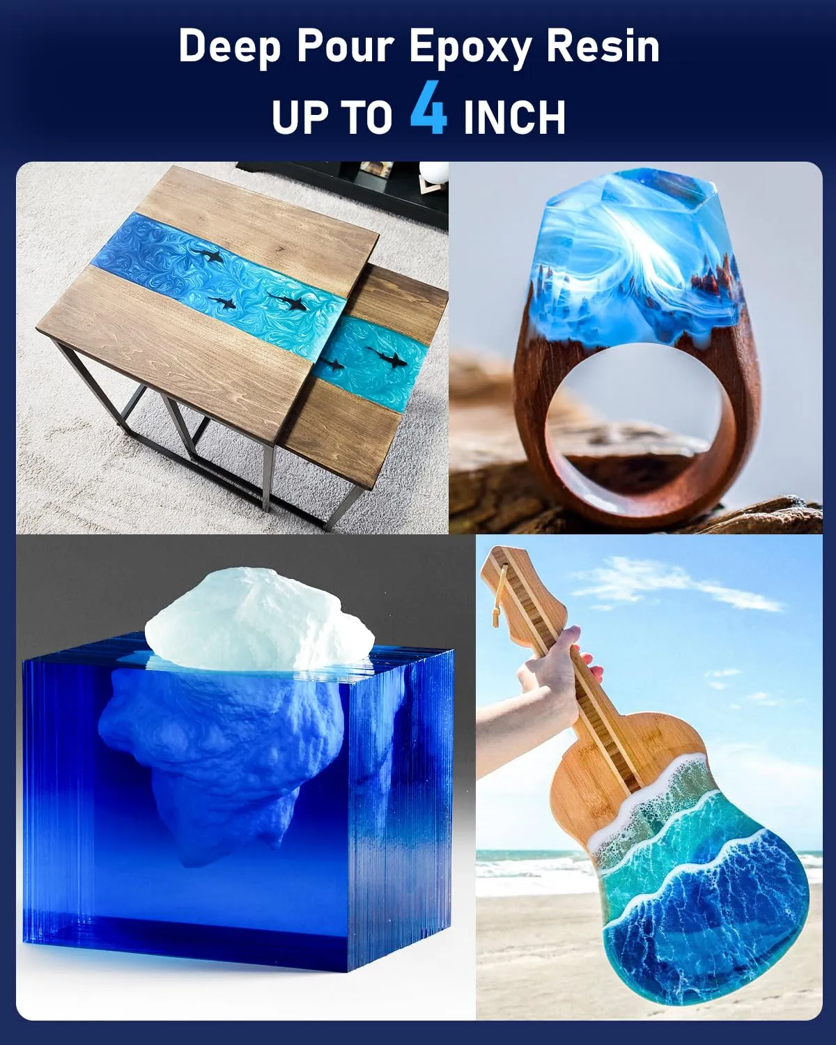 Nicpro 3 Gallon Deep Pour Epoxy Resin Kit, 2 to 4 Inch Depth Crystal Clear & High Gloss, Bubble Free Epoxy Resin for Craft River Table, Wood Filler, Bar Top, Coating, Casting, Food Safe Self Level 2:1