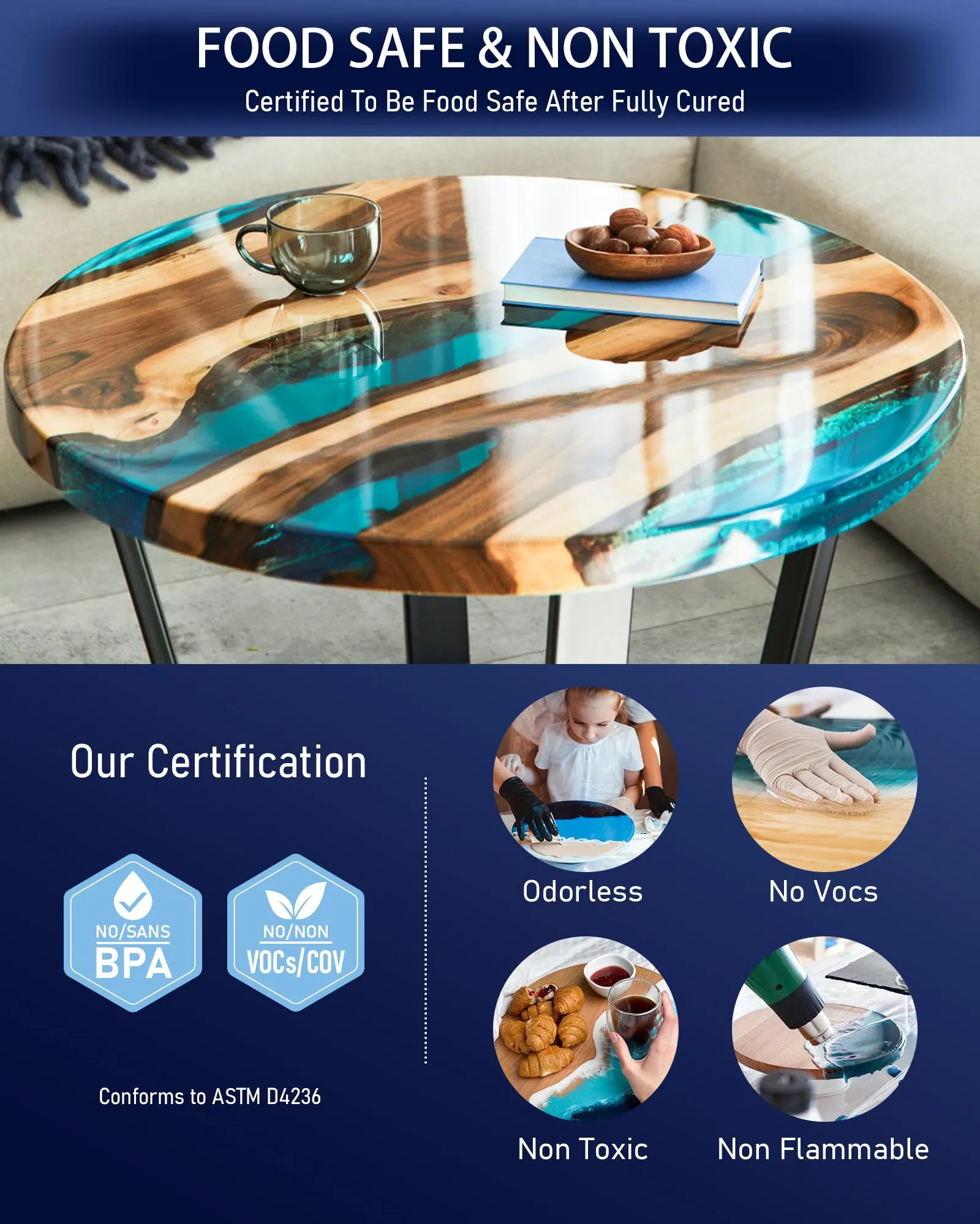 Nicpro 3 Gallon Deep Pour Epoxy Resin Kit, 2 to 4 Inch Depth Crystal Clear & High Gloss, Bubble Free Epoxy Resin for Craft River Table, Wood Filler, Bar Top, Coating, Casting, Food Safe Self Level 2:1