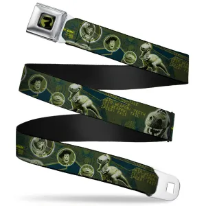 Rex Silhouette Full Colot Black/Blue/Green Seatbelt Belt - Buzz Poses/Stars LIKE A BUZZ Webbing
