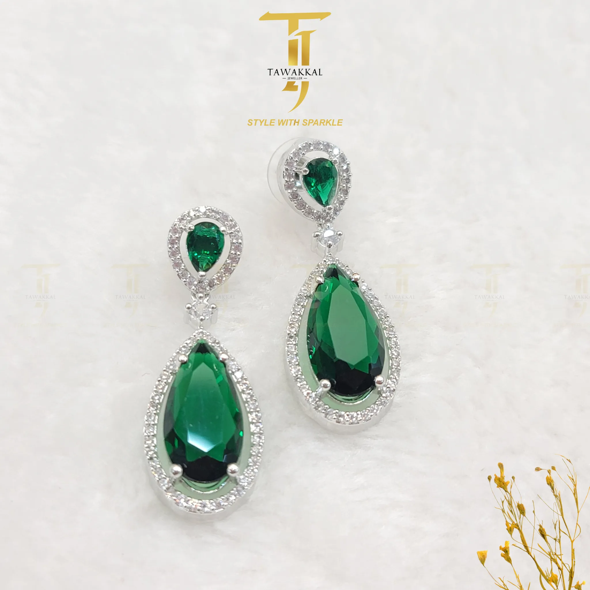 Silver Diamond Drop Earrings