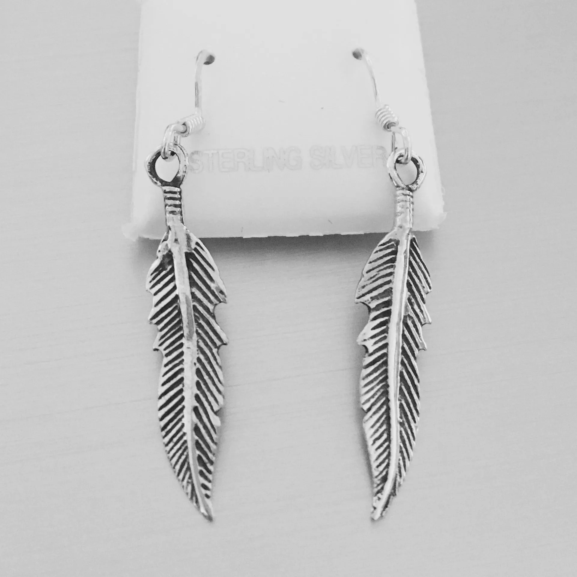 Sterling Silver Dangle Feather Earrings, Religious Earrings, Silver Earrings, Bird Earrings