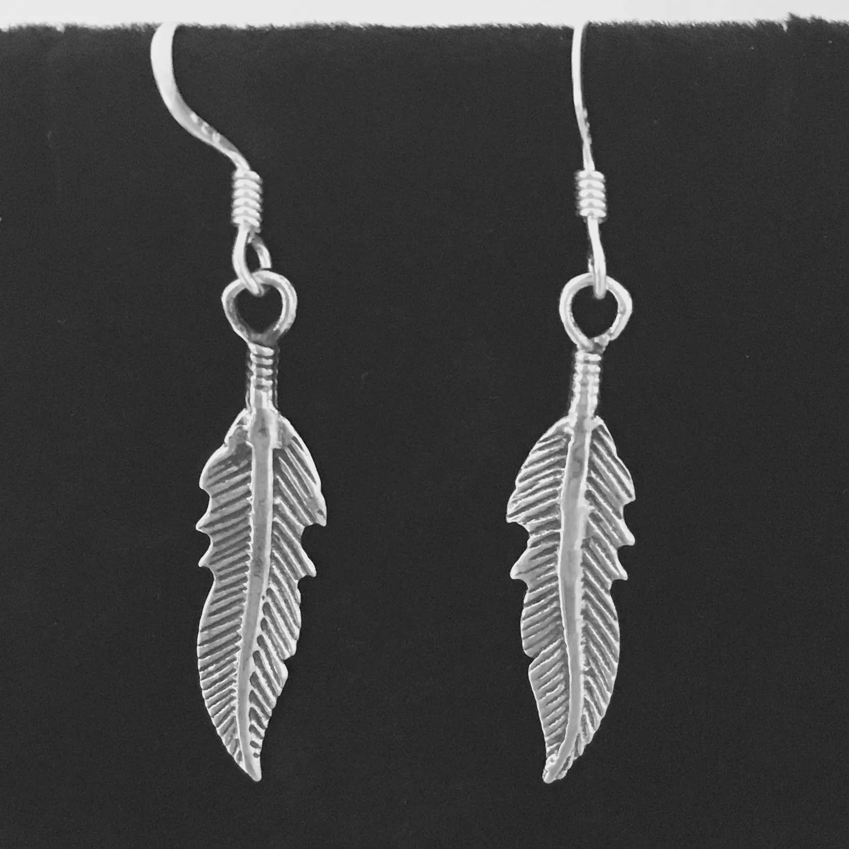 Sterling Silver Dangle Feather Earrings, Religious Earrings, Silver Earrings, Bird Earrings