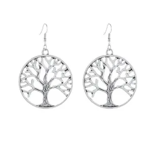 Sterling Silver Tree of Life Drop Hook Earrings