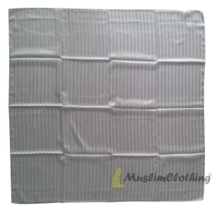 White Striped Borderless Satin Scarf Hijab Shawl Islamic Headwear